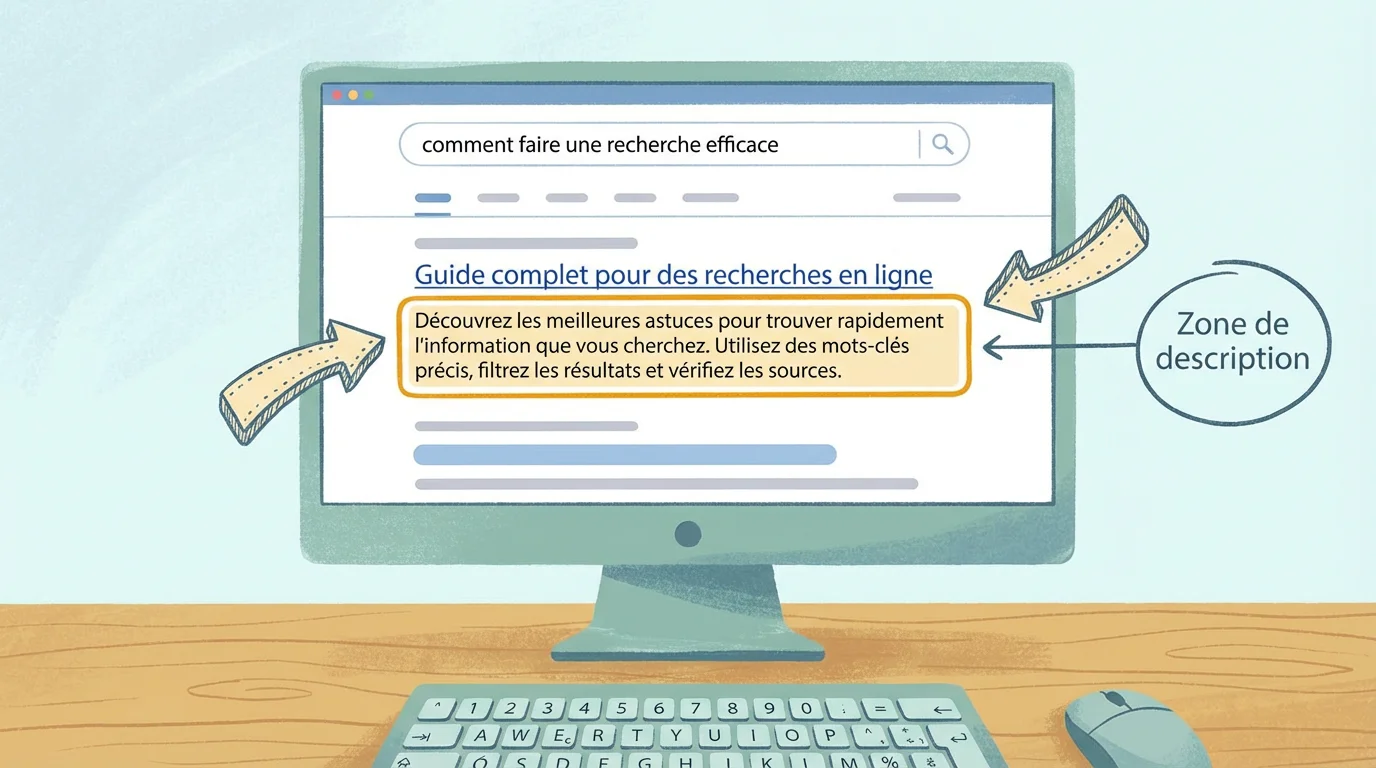 Illustration d'un résultat de recherche Google avec la méta description mise en évidence