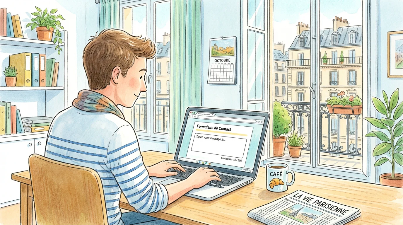 Personne rédigeant une méta description dans un éditeur web avec compteur de caractères