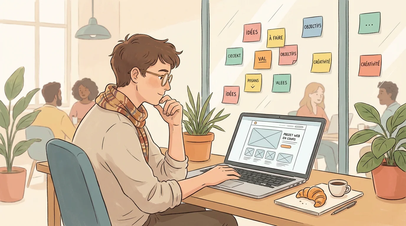 Entrepreneur français réfléchissant au choix d'une agence web dans un espace de travail moderne